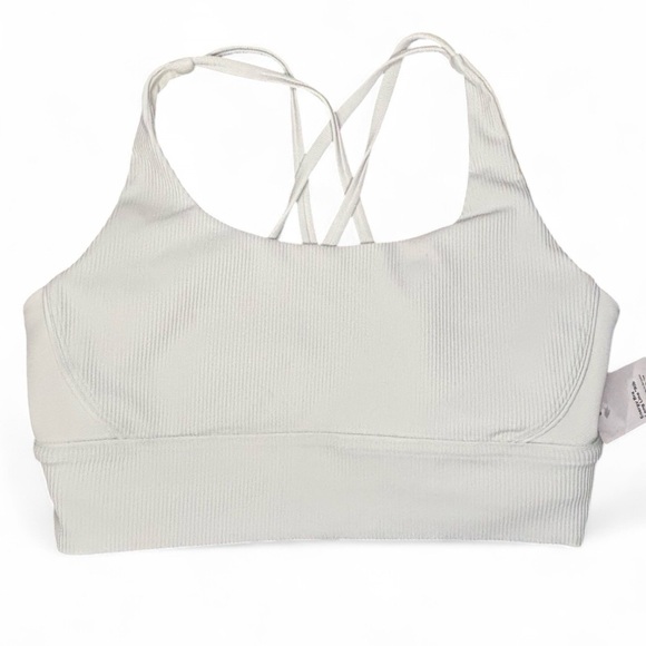 Lululemon Energy Bra Vapor White Ribbed Medium Support Size 12 NWT - Picture 5 of 5